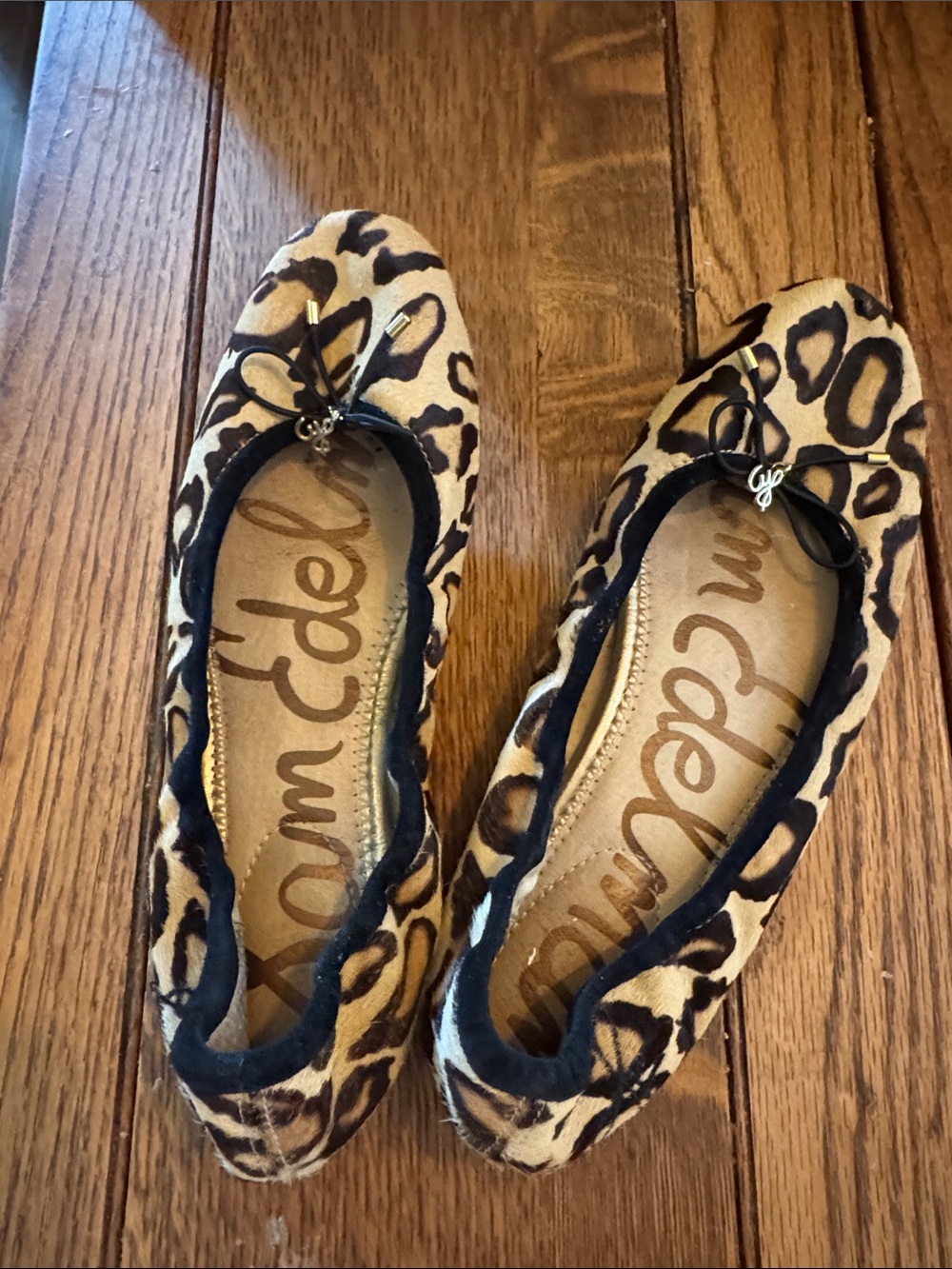 Sam Edelman Leopard Print Ballet Flats in Tan and Black